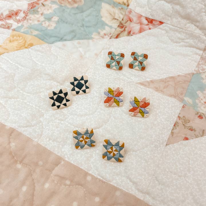 Sydni Carlson Art - Wholesale Stud/Post Earrings - Quilt Block Stud Earrings