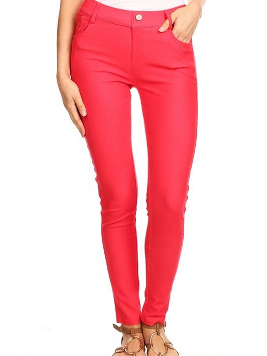 Cotton-Blend 5-Pocket Skinny Jeggings for wholesale by Yelete