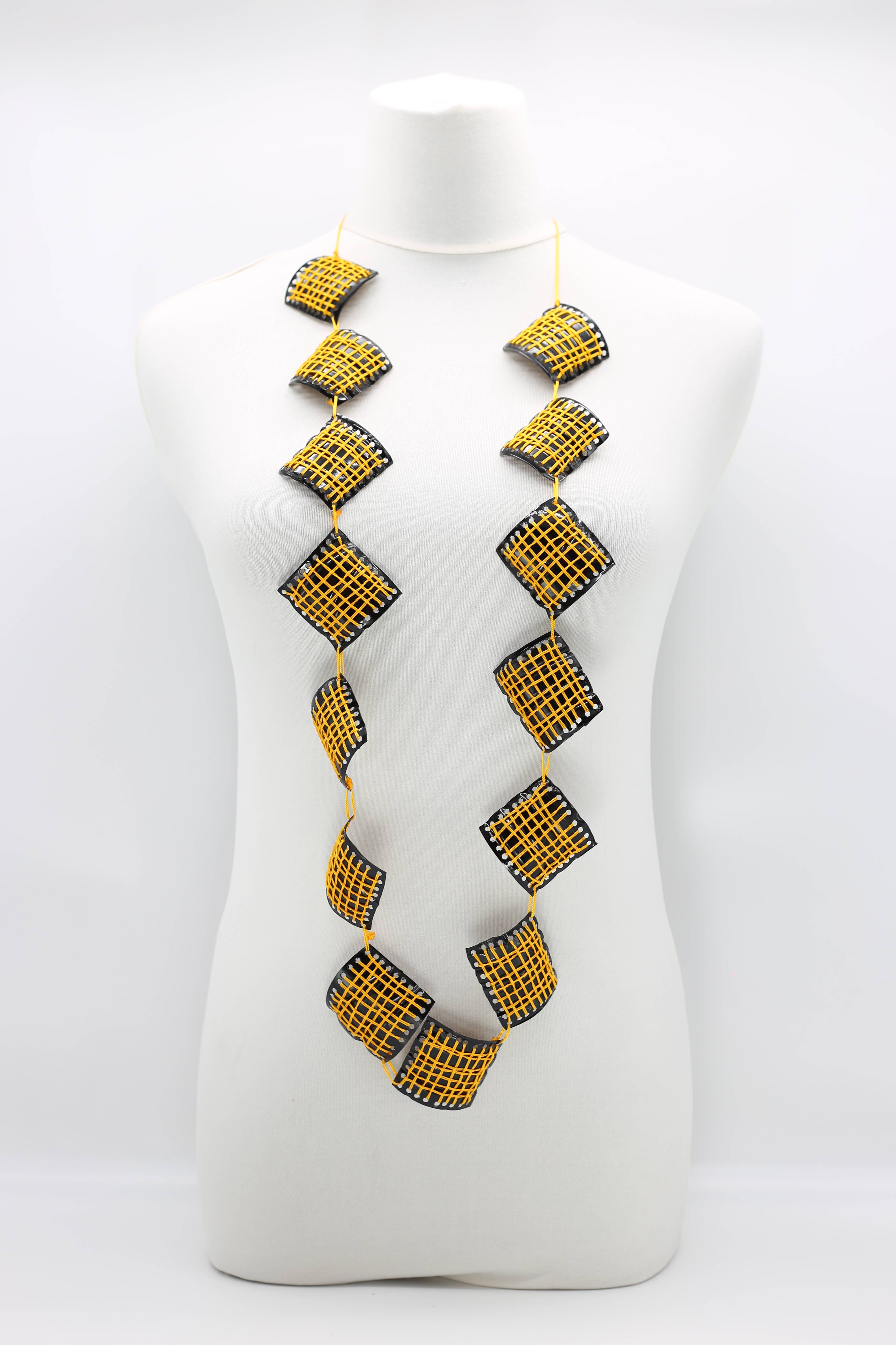Jianhui London - Wholesale Bib Necklace - Thread On Square Recycled Plastic Necklace0