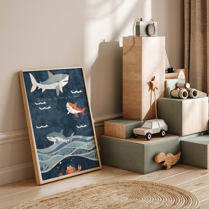 Seven Icons Store – wholesale Väggdekor - Barn och baby – Sharks Nursery Sea Life affischtryck