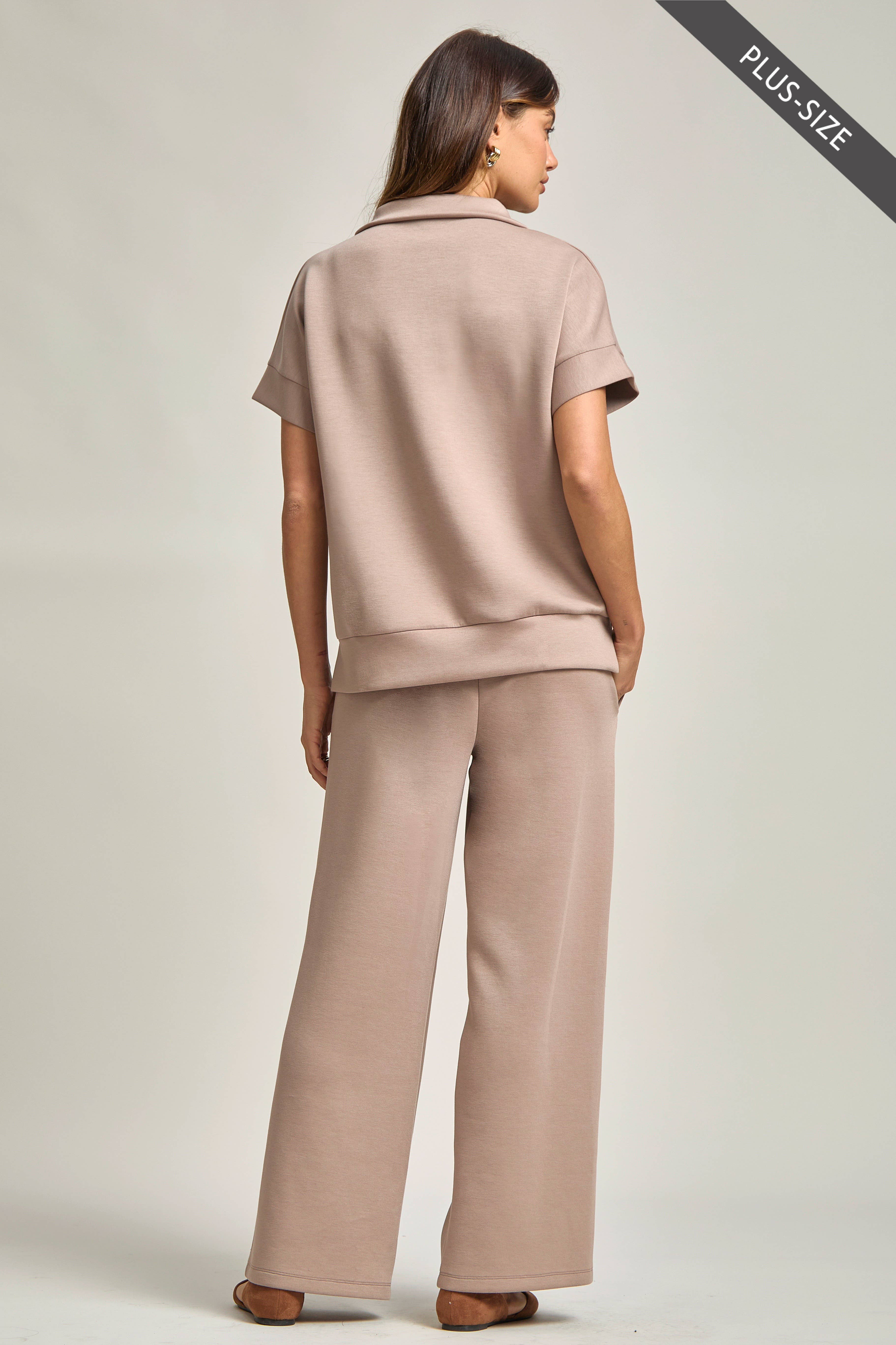 Dear Scarlett - Wholesale Lounge Set - Women's - PLUS SIZE Quarter Zip + Pants Modal Set TRVSET-CATALINAP23