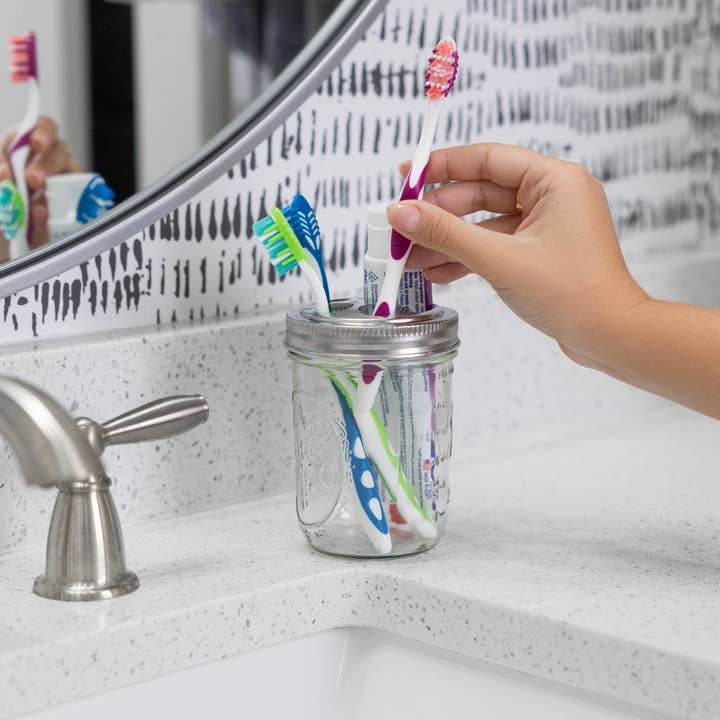 Fox Run Brands - Wholesale Toothbrush Holder - Jarware Toothbrush and Toothpaste Holder Lids, Wide Mouth