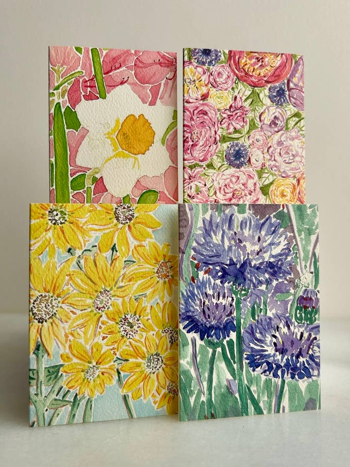 Set of 4 Mini Watercolor Cards - Starstruck Charmers for wholesale by Catherine Davis Studio