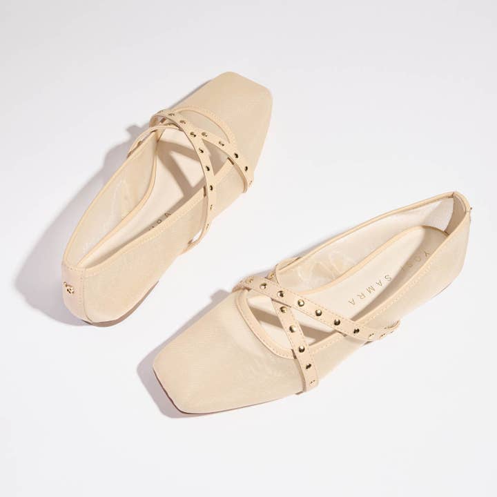 Chloe Ballet Flat in Nude Mesh for wholesale by Yosi Samra