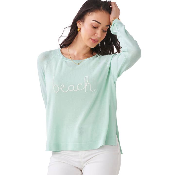 Cotton Blend Crew Neck, Aqua for wholesale by Charlie Paige