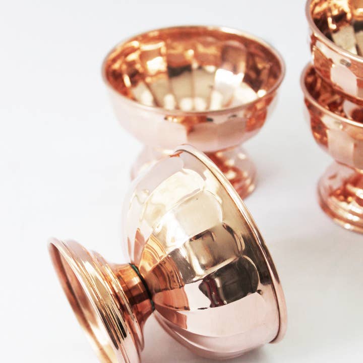 Coppermill Kitchen LLC - Wholesale Serve Bowl - Vintage Inspired Copper Pedestal Bowls with Scalloped Design5