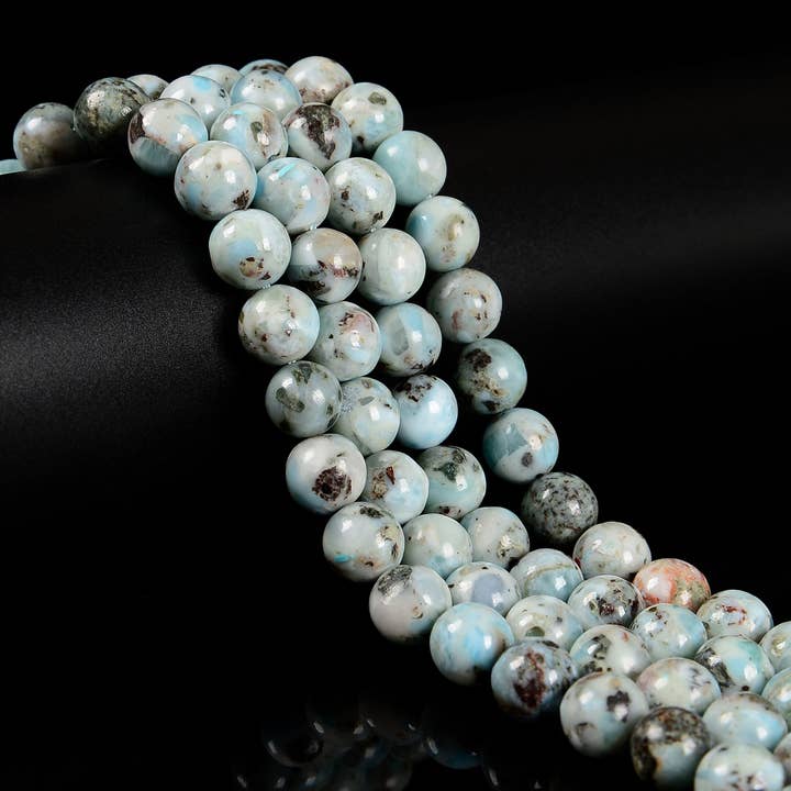 Natürliche mehrfarbige Larimar glatte runde Perlen Größe 6mm 8mm 10mm 15,5'' Strang für den Großhandel von CRCBEADS