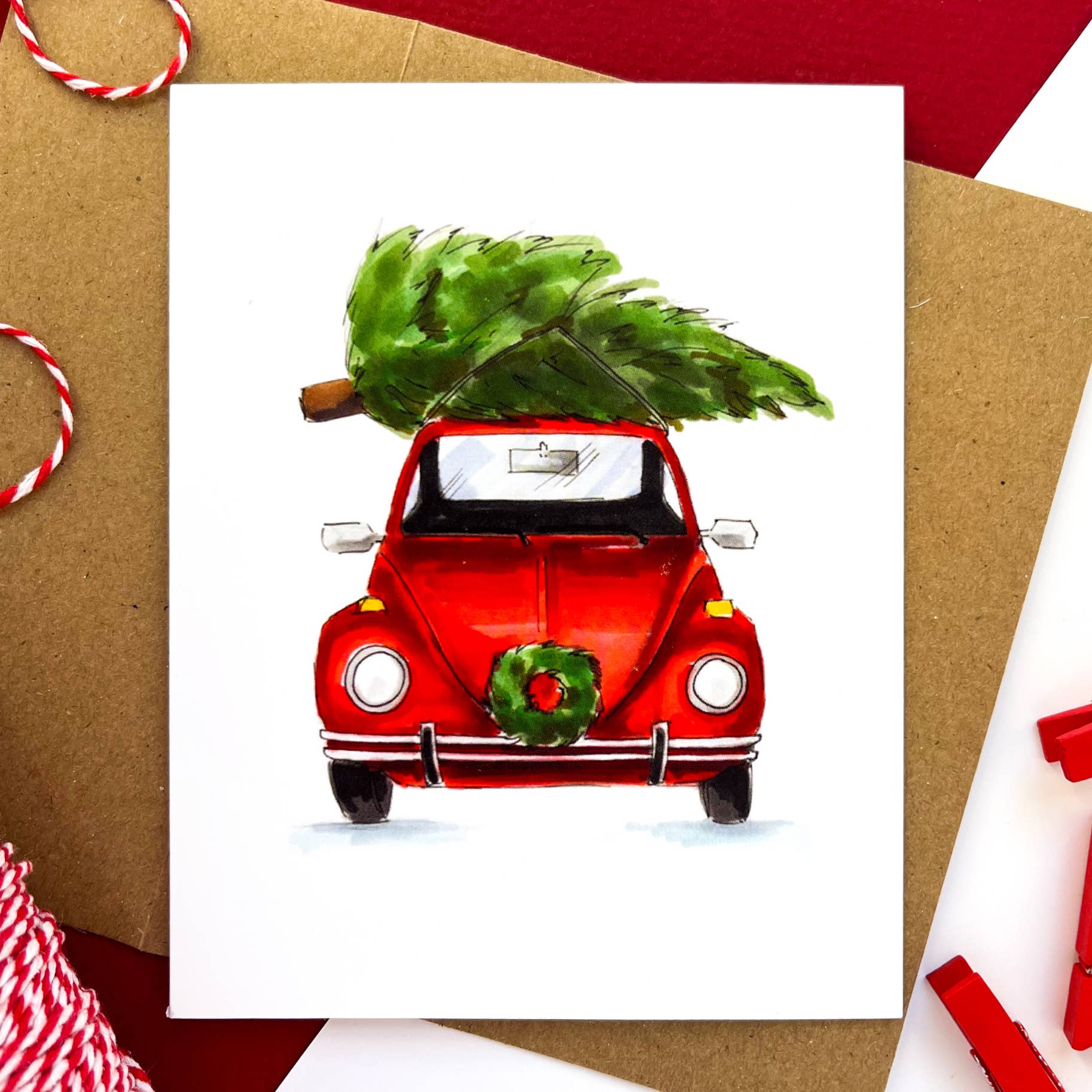Morgan Swank Studio - Wholesale Christmas Card - Vintage VW Bug Card | Christmas Card2