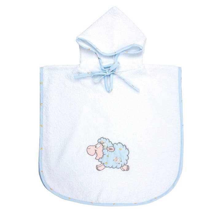 SWEET SHEEP children's poncho in terry cloth cm.45x47 with hood for wholesale by Almatex srl
