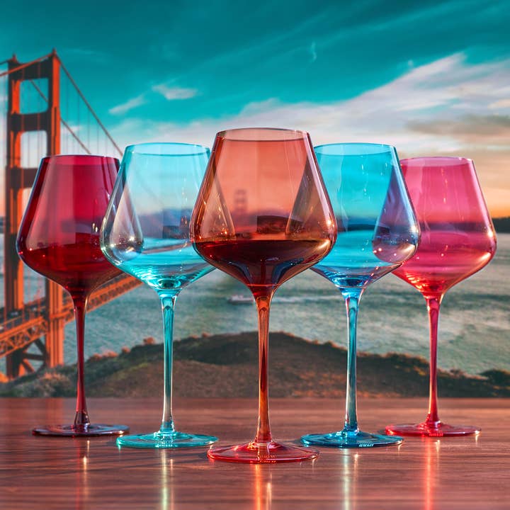The Wine Savant / Khen Glassware - Wholesale Wine Glass - City of San Francisco, City Wine Glassware | Set of 5, 20 OZ