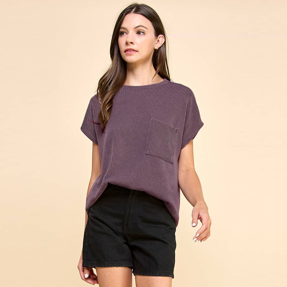 Les Amis - Wholesale Knit Top - Women's - Solid Ribbed Top with Pockets5