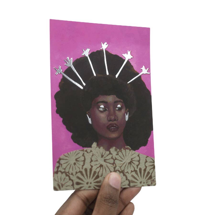 The Monarq - Wholesale Everyday Greeting Card - Silver Foil Art Card: Portrait 50