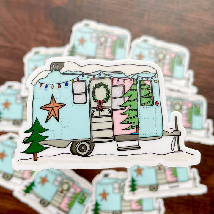 Holiday Airstream Sticker | Kerst Trailer voor wholesale door The Creative Ink