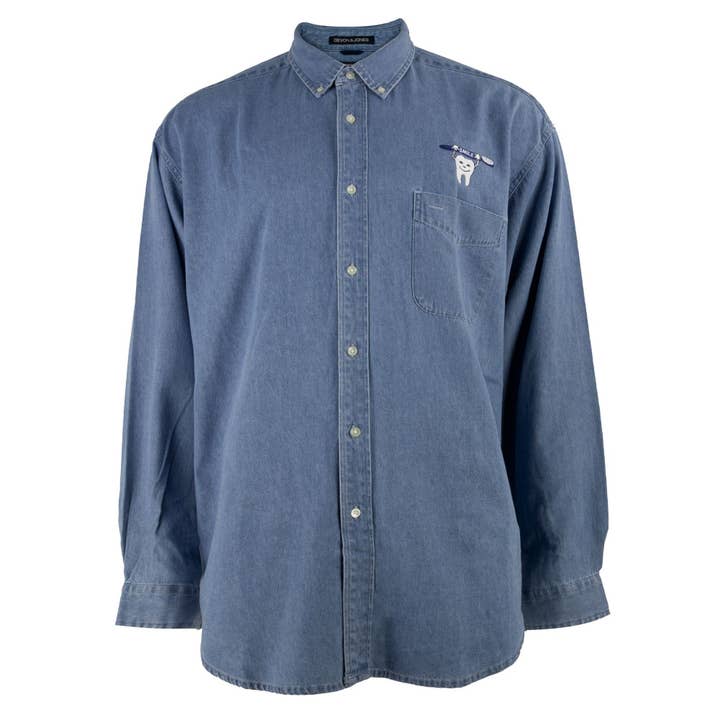 Smile Toothbrush Denim ButtondownMens Long Sleeve T Shirt for wholesale by Official Store