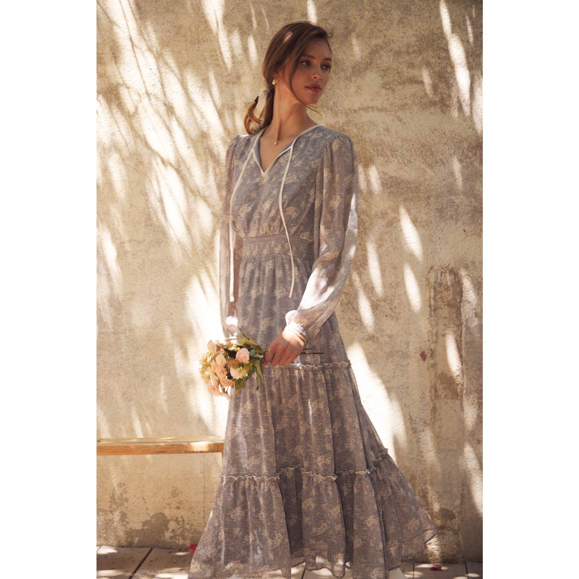 in february - Wholesale Dress - Women's - DELICATE ROMANTIC SHEER FLORAL MAXI DRESS8