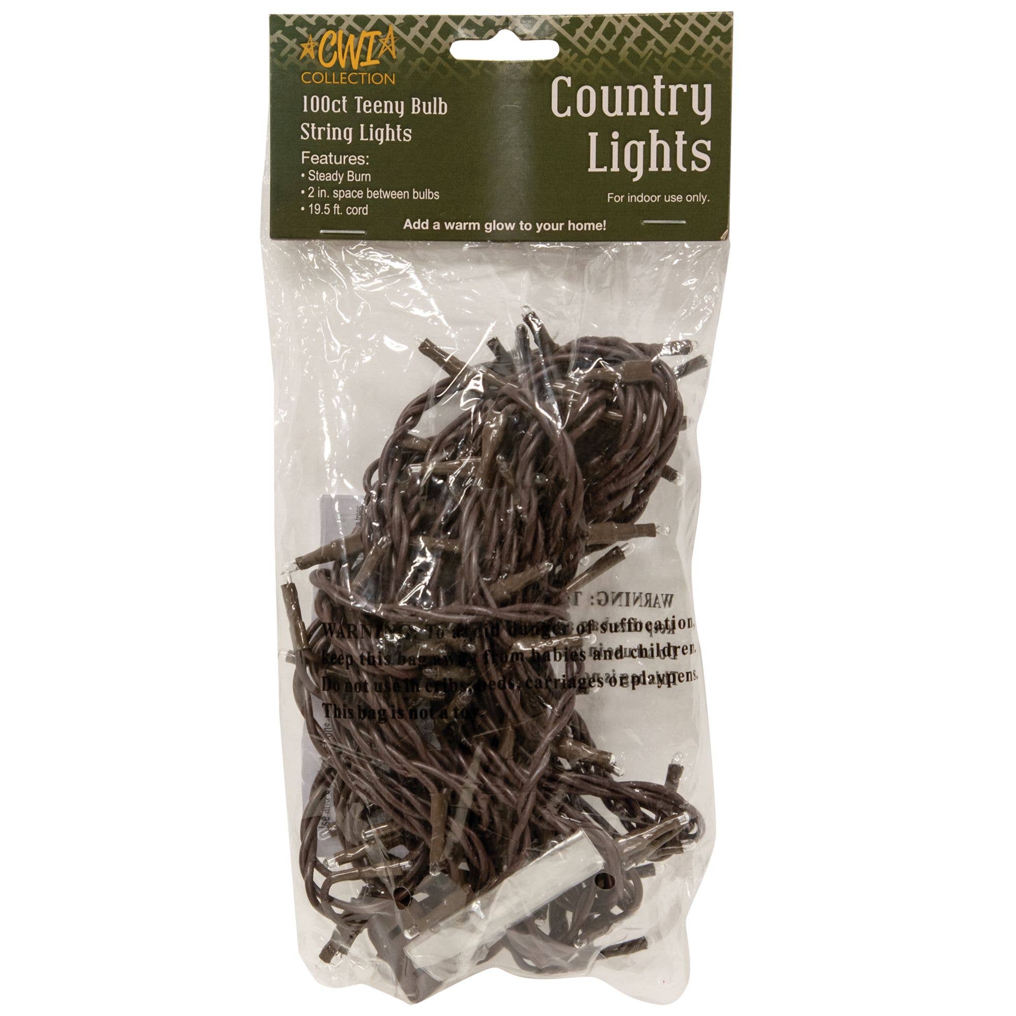 The Hearthside Collection - Vendita all'ingrosso Fili di luci - 100 ct. Teeny Lights - Cavo Br0