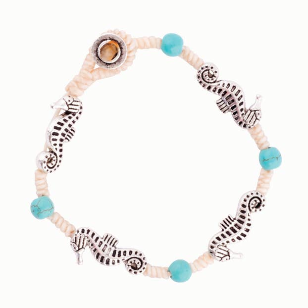 Offwhite Cotton Seahorse With Turquoise for wholesale by Benjamin International
