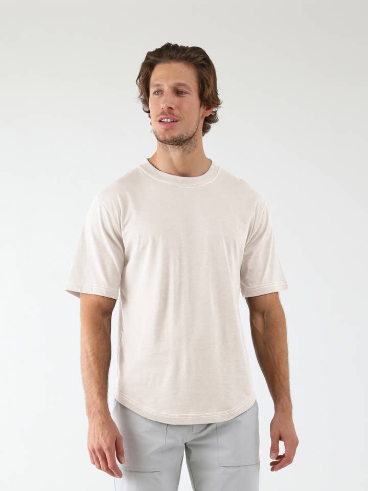 Do No Harm Oversized Tee: Oatmilk for wholesale by Glyder
