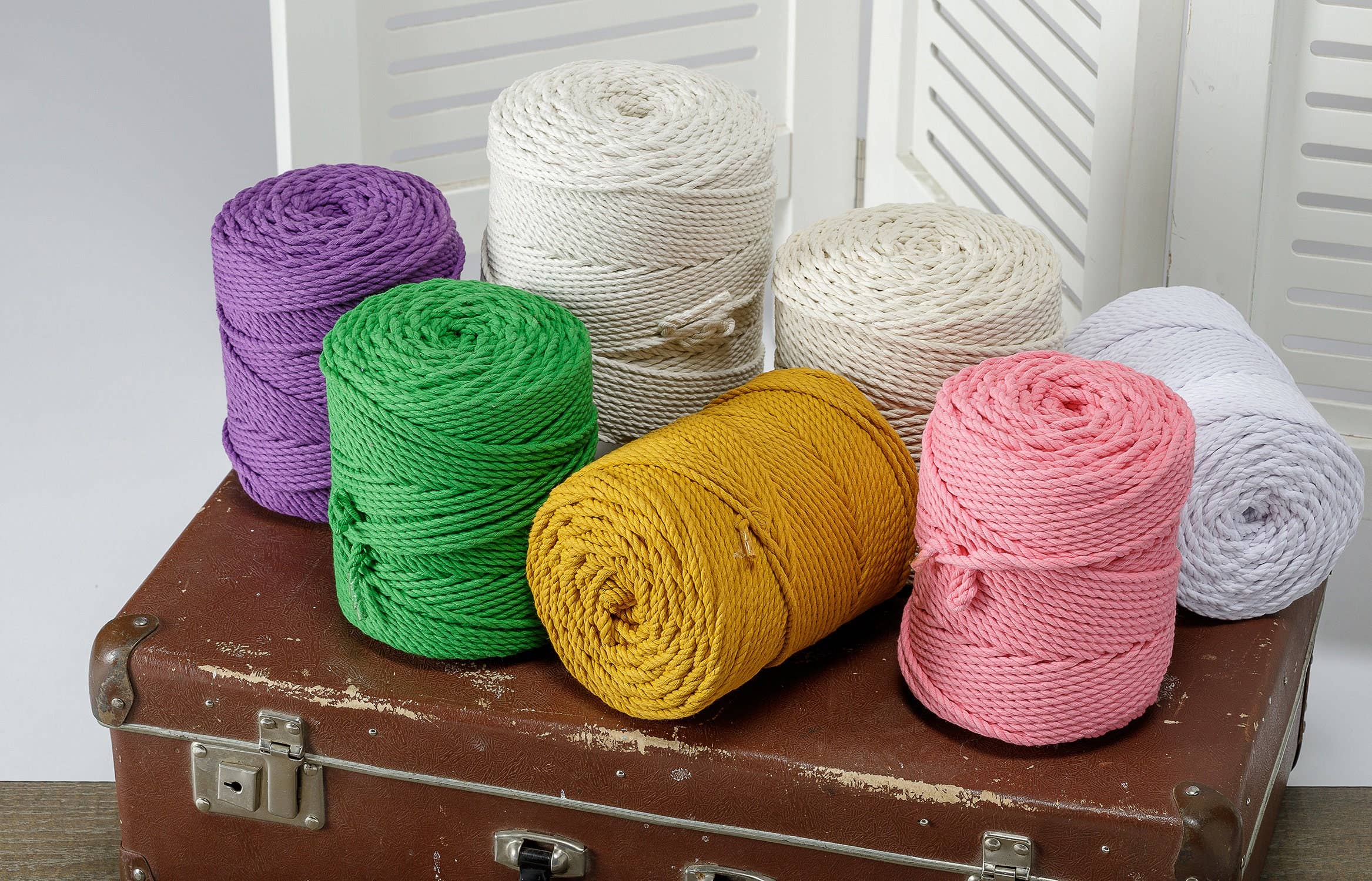 woolexperts – material para artesanato por atacado – Cordão de algodão para macramê 5 mm, corda torcida 370 metros (404 yd), 3 kg (6,6 lb)7