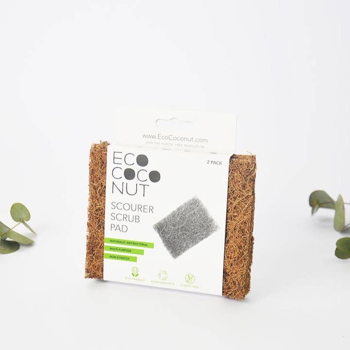 EcoCoconut – wholesale Cleaning sponge – EcoCoconut Scrub Pads (2 Pack) - 6 Units with Shelf Display **NEW**