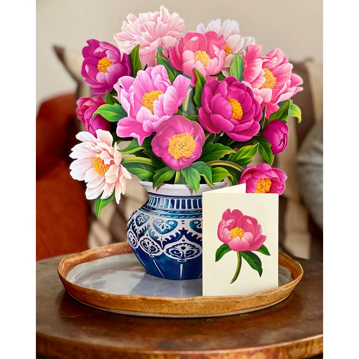 FreshCut Paper LLC - Wholesale Everyday Greeting Card - Peony Paradise (8 Pop-up Greeting Cards)