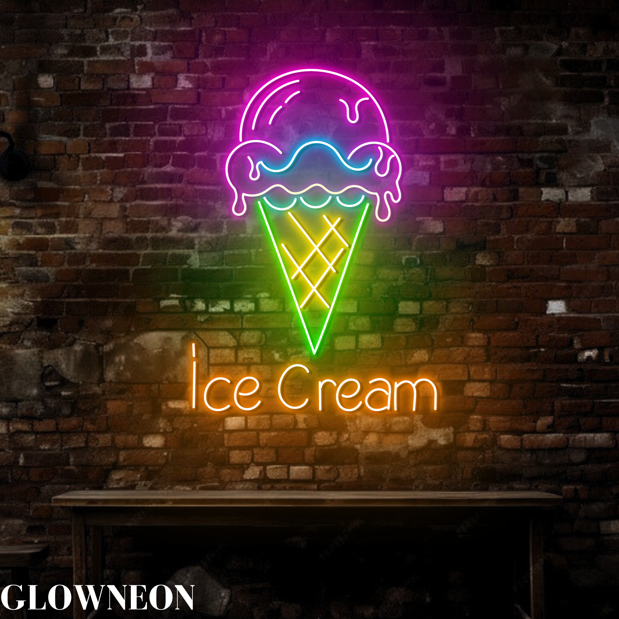 Glow Neon - Venta al por mayor Letrero de neón - Decoración de pared de helado, decoración de pared de neón para heladería y pastelería1