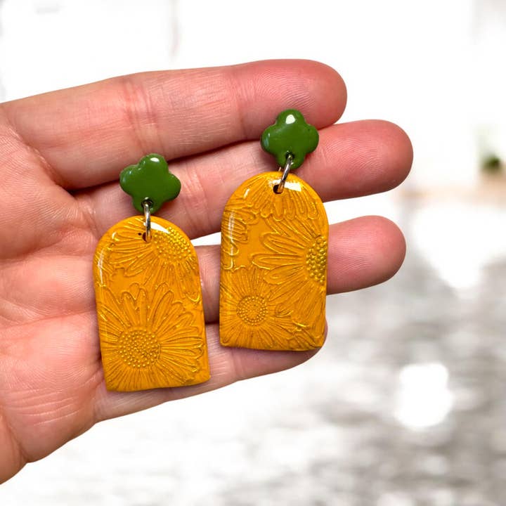 Fish Towne Designs, LLC - Wholesale Dangle Earrings - Sunflower Polymer Clay Earrings
