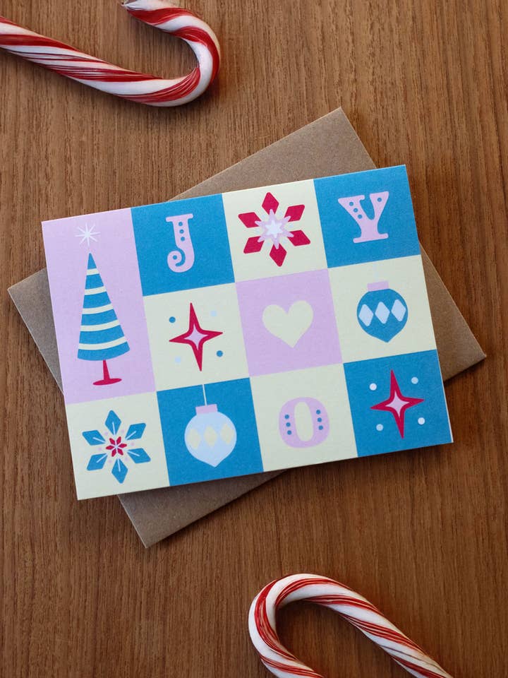 Joy Christmas lykønskningskort for engroshandel hos Yeehaw Paper Co.