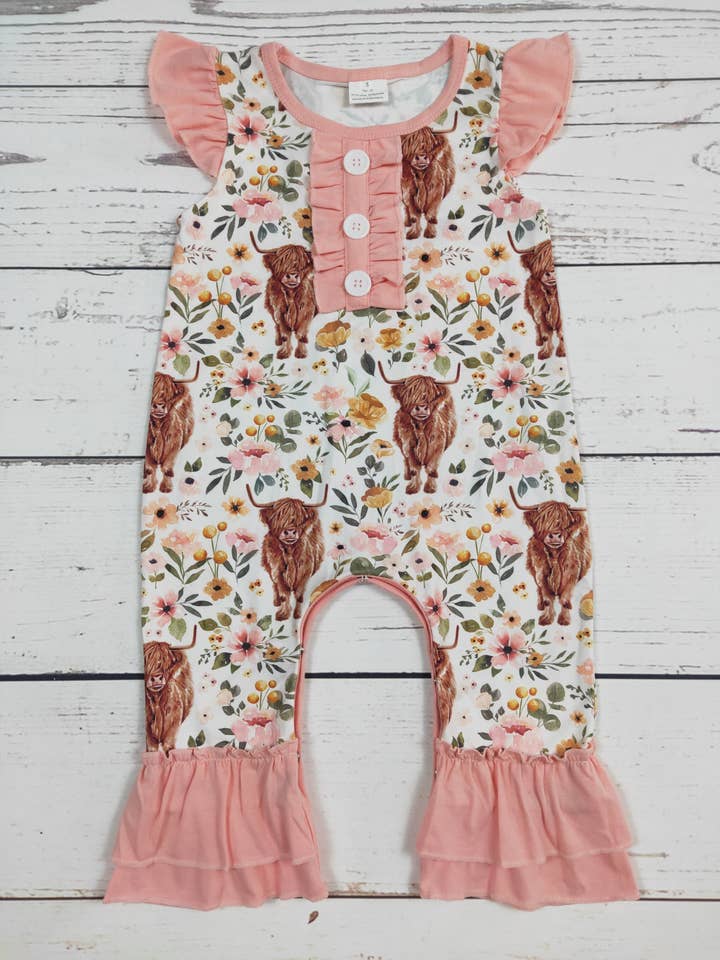 sassy kids palace - Wholesale Jumpsuit - Baby - Baby Girls Flower Cows Romper