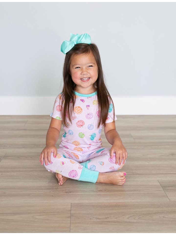 Sweet Bay Clothing - Wholesale Sleepwear Set - Kids - Pink Pumpkin Two Piece Pajama Set2