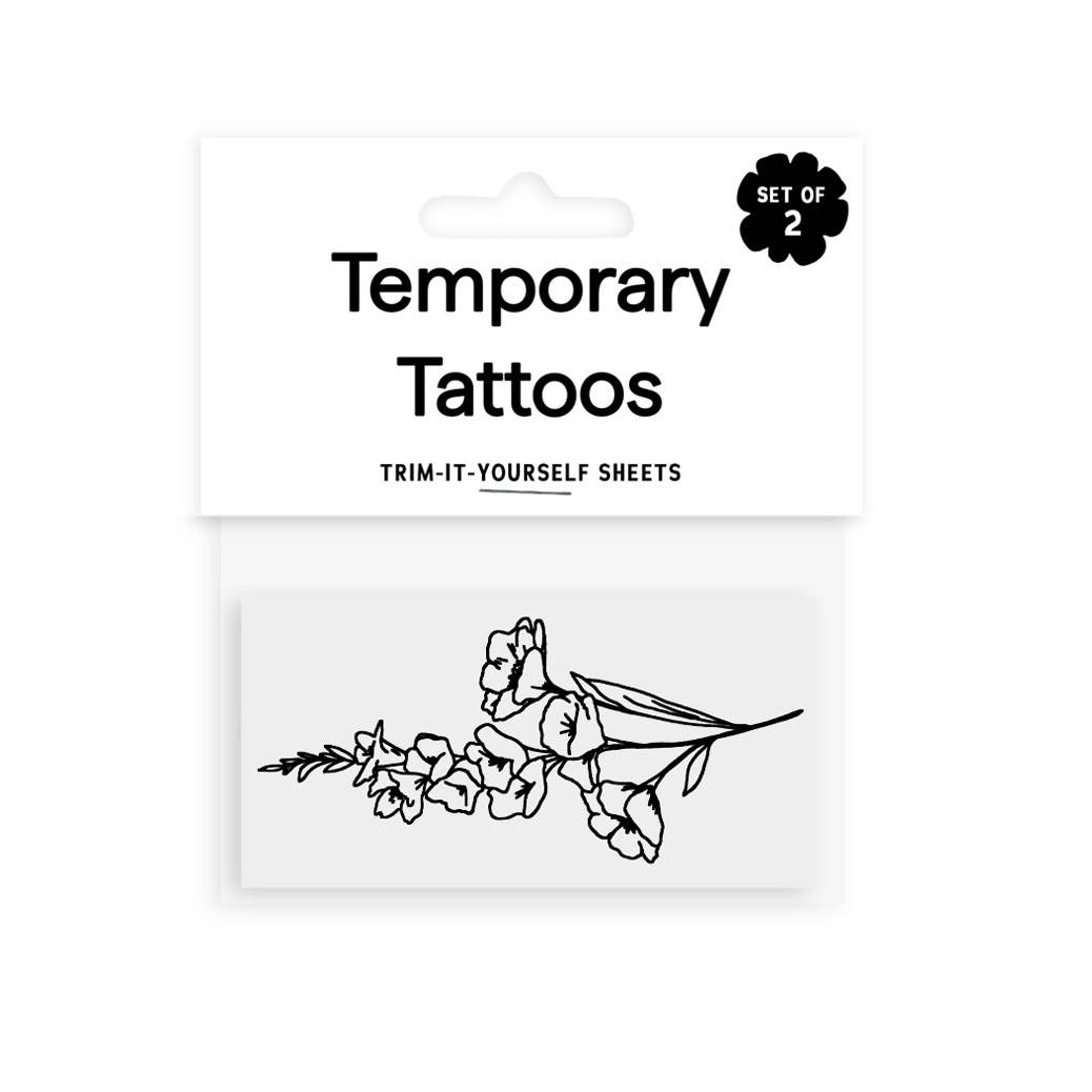 Saint Tattoos – Engroshandel Midlertidig tatovering – Gladiolus + Cosmos midlertidige tatoveringer1