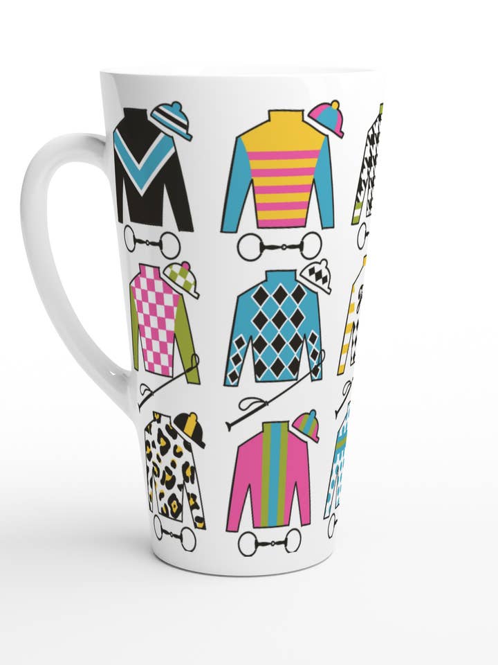 Caneca de Latte Jockey Silks por atacado de Wet-it!