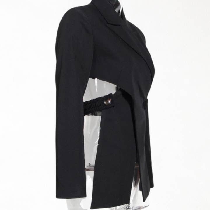 London Atelier Byproduct – wholesale Blazer – Women's – Reworked Black Blazer With Wrap Detail And Cut Out Back2