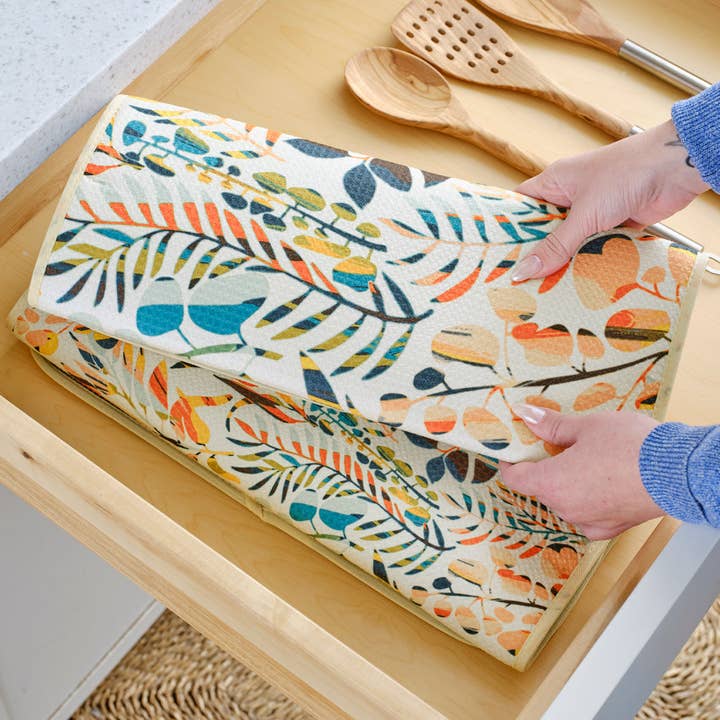 WerkShoppe - Wholesale Dish Drying Mat/Rack - Colorful Leaves Microfiber Dish Drying Mats, Eco Friendly2