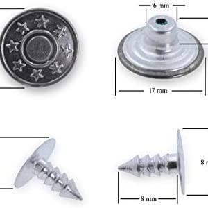 Mandala Crafts - Wholesale Craft Supplies - Jean Replacement Tack Button with Rivet Kit, 17mm, 80 Sets4