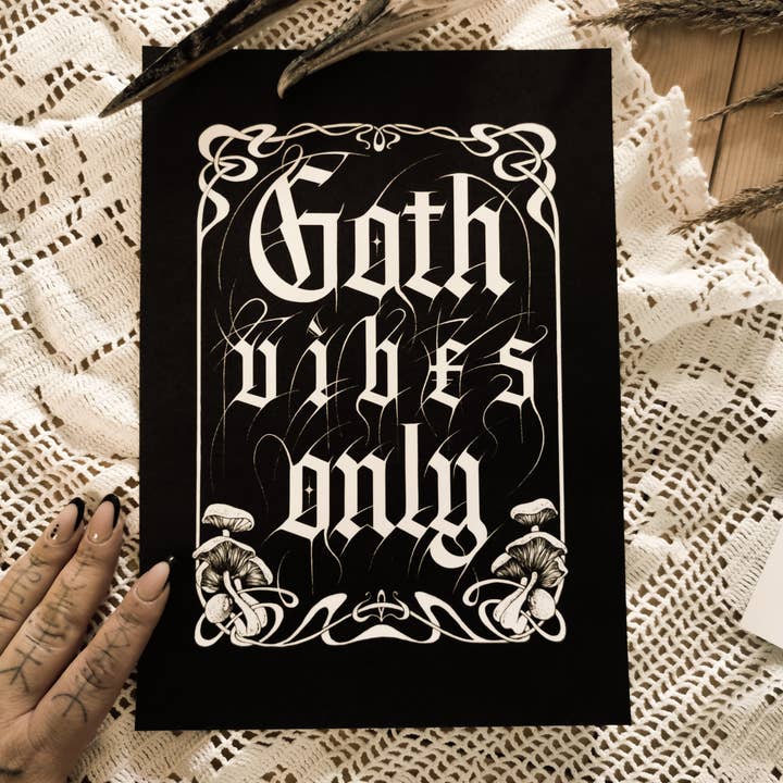 Goth Vibes Only A4 print for wholesale by Glimmer Nox