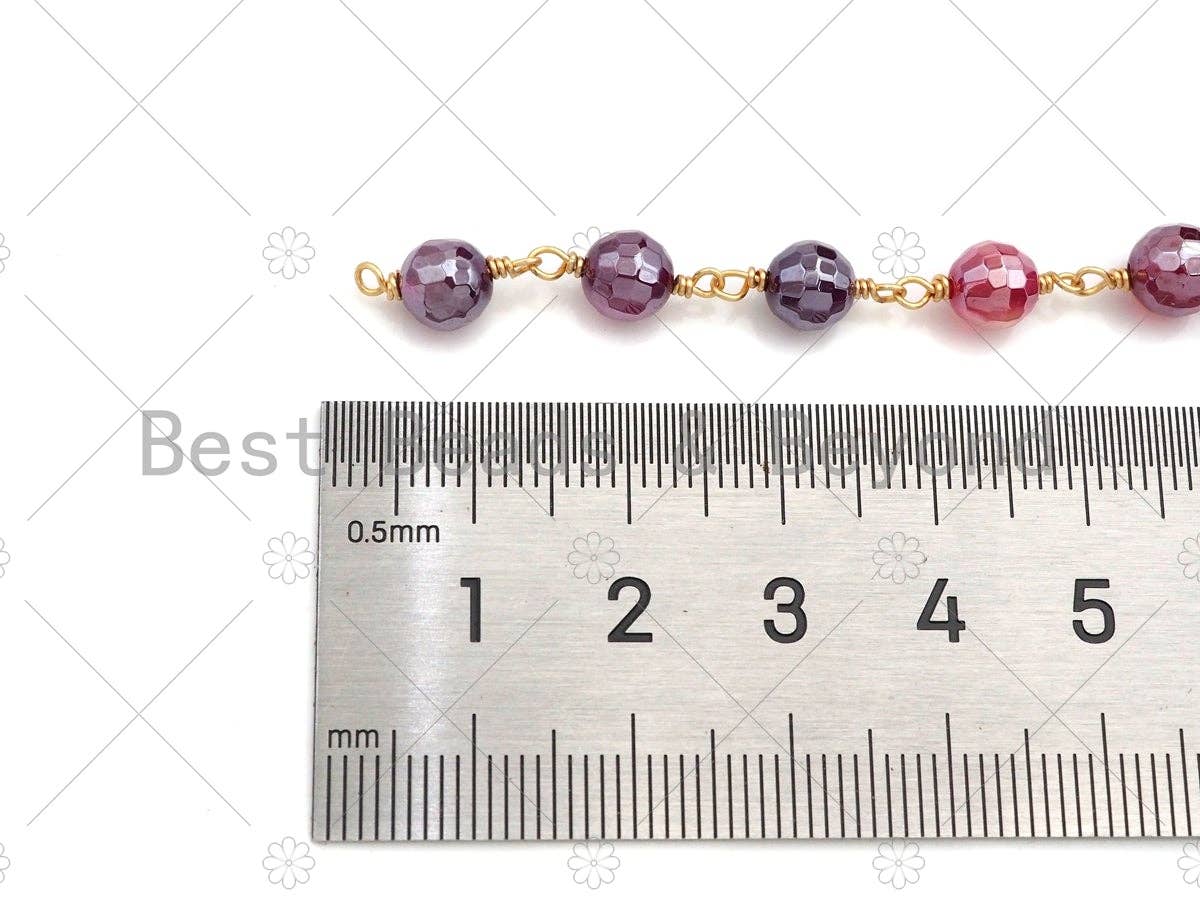 BestBeads&Beyond - Wholesale Beaded/Pearl Necklace - ESTY EXCLUSIVE!!! Mystic Pink/Brown Agate Rosary Chain, 6mm Beaded Chain, Wire Wrapped Gold Chain,Sku#V794