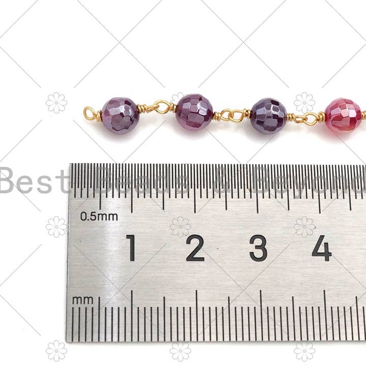 BestBeads&Beyond - Wholesale Beaded/Pearl Necklace - ESTY EXCLUSIVE!!! Mystic Pink/Brown Agate Rosary Chain, 6mm Beaded Chain, Wire Wrapped Gold Chain,Sku#V794