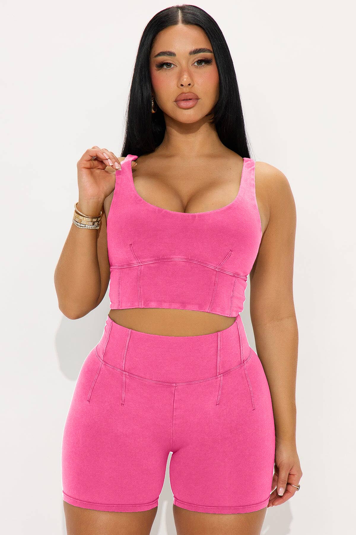 5besties inc – wholesale Activewear set – Women′s – Prewashed Jersey Tank Top and Biker Shorts Set0