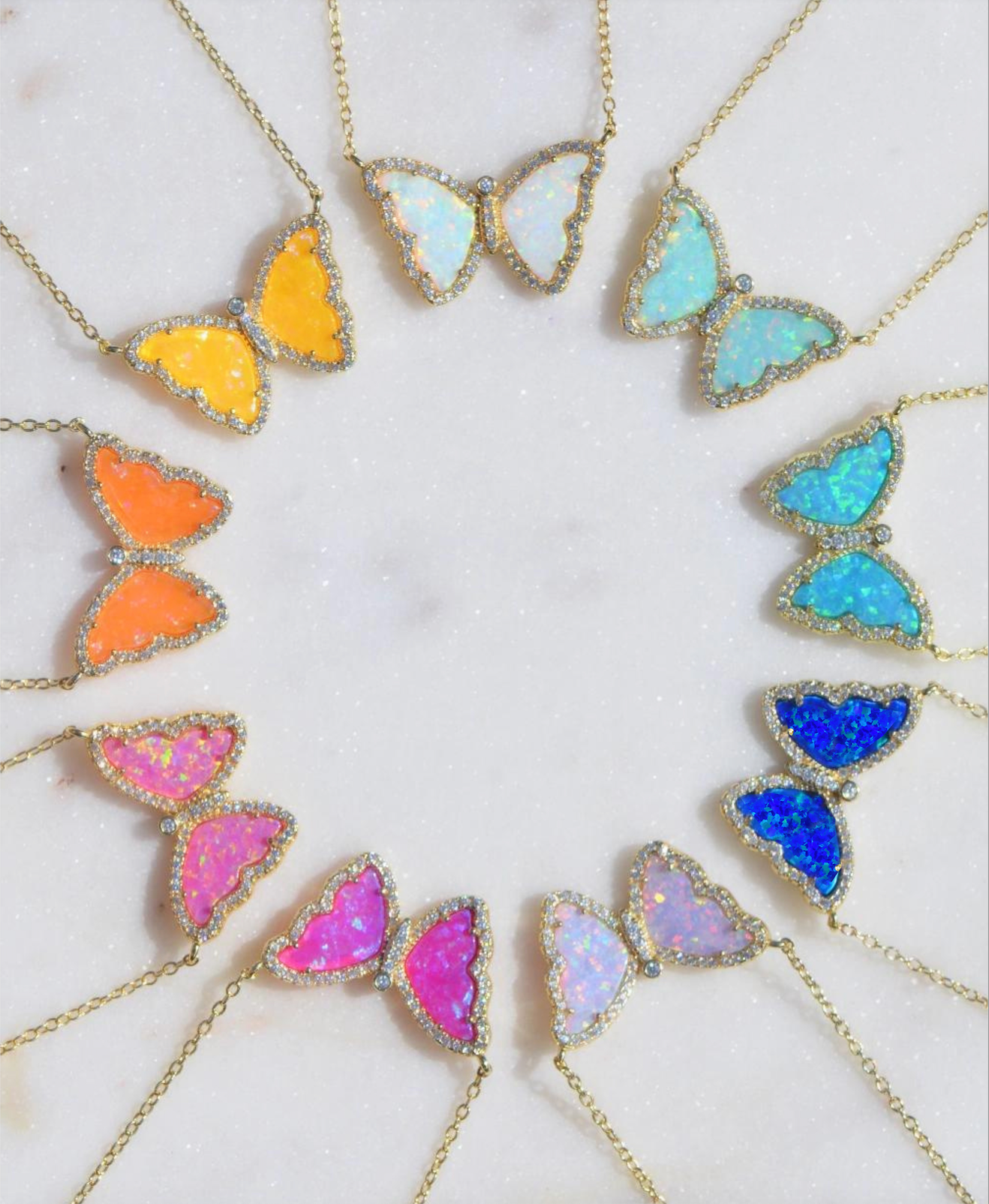 Kamaria Jewelry - Wholesale Pendant/Charm Necklace - Opal Butterfly Necklace With Crystals8