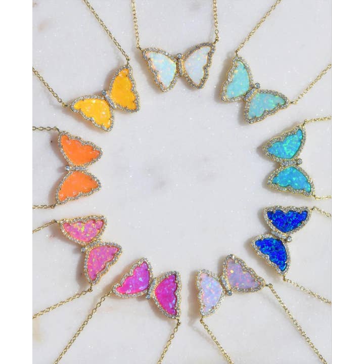 Kamaria Jewelry - Wholesale Pendant/Charm Necklace - Opal Butterfly Necklace With Crystals8