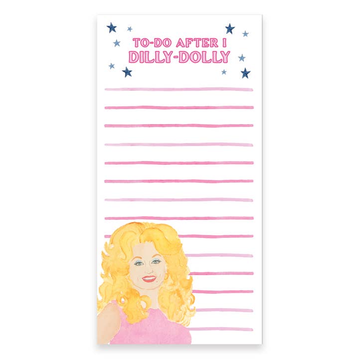 Bloco de Notas Dolly Parton | Tarefas após o meu Bloco Dilly-Dolly | 4"x8" por atacado de Gert & Co