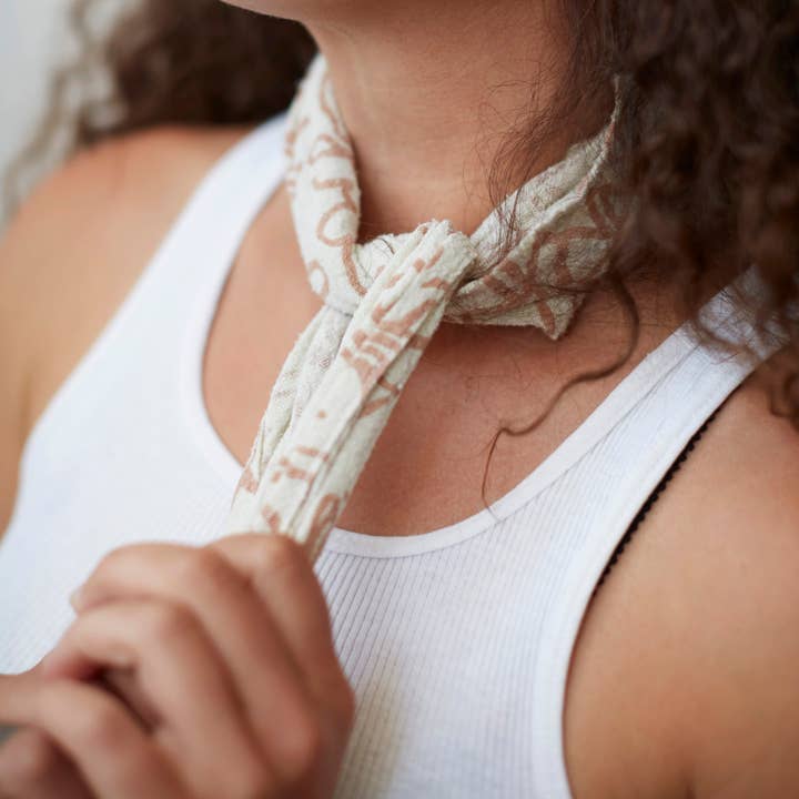 Jenny Pennywood - Wholesale Bandana – Unisex - Silk Gauze Bandana - Stream - Shell - Natural1