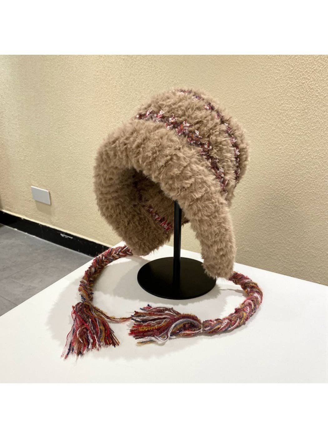 Funkyrel® Atzbranding Limited - Wholesale Beanie - Women's - Haila - Plush & Heavyweight Color-Block Earflap Beanie with Tassels1