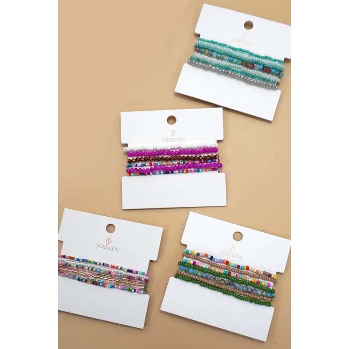 JOSSLYN by wall to wall - Wholesale Beaded Bracelet - CONFETTI BEADED STRANDS STRETCH BRACELETS | 40B5130