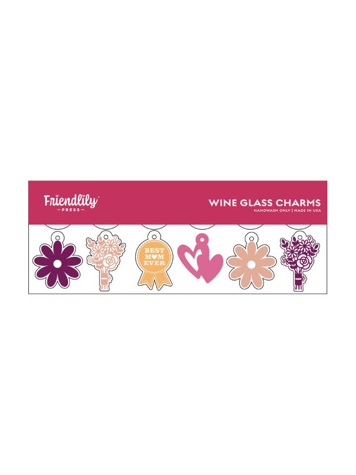 Acrylic Wine Charms, Mother's Day for wholesale by Friendlily Press