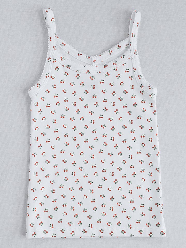 Fridays with Millie - Wholesale Tank top – Kids - V-neck Cami in Cherry Print2