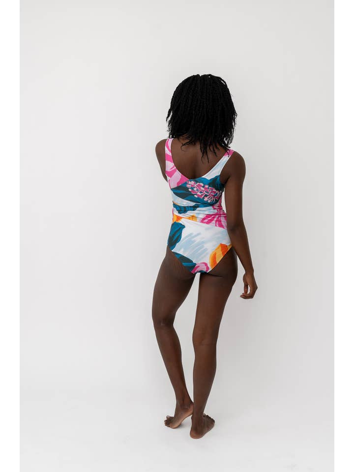 Coral Reef Swim - Wholesale One Piece Swimsuit - Women's - Floral Fusion Wrap Front One Piece1