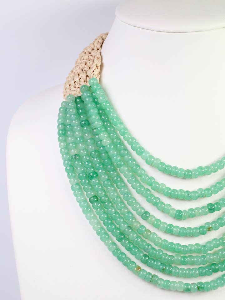 Ironwood Multi Layered Beaded Necklace Green for wholesale by Caroline Hill