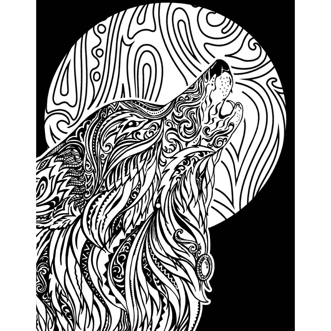 Colorvelvet - Wholesale Coloring & Activity Book - Kids & Baby - Wolf Howling at the Moon1